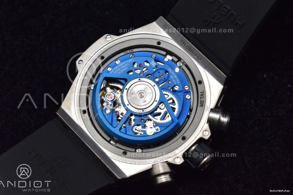 Edition Skeleton Dial ZF 1:1 424 A Rubber Titanium Hublot on Blue Best FlexibleFit Big Unico Blue Strap Bang 0330